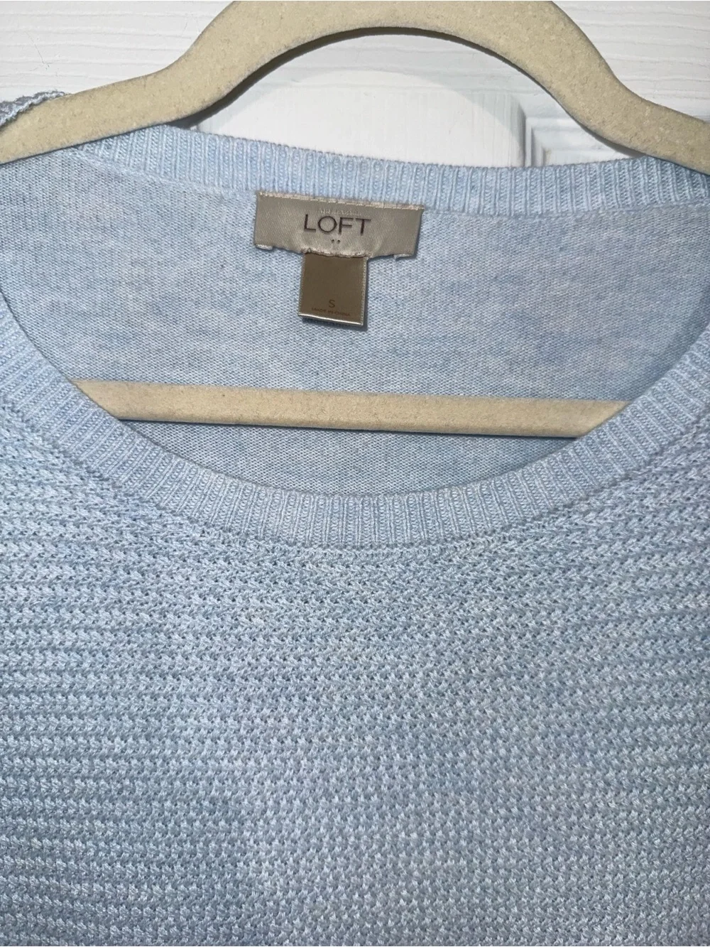 LOFT Light Blue Women's Long Sleeve Crew Neck Sweater S